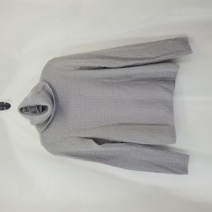 LULUS Gray Honeycomb WaffleKnit Turtleneck Pullover Sweater